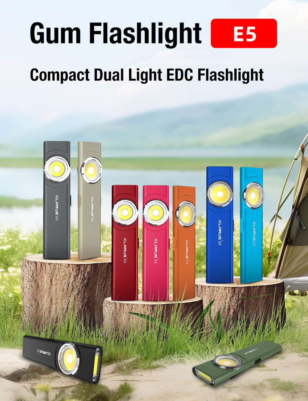 KLARUS E5 Compact Dual Light EDC Flashlight Gum Flashlight